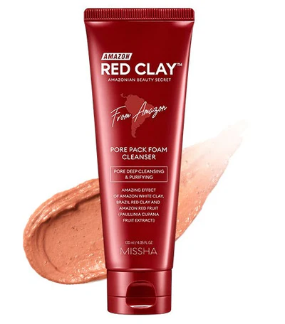 Amazon red clay pore pack foam cleanser 120ml - Image 2